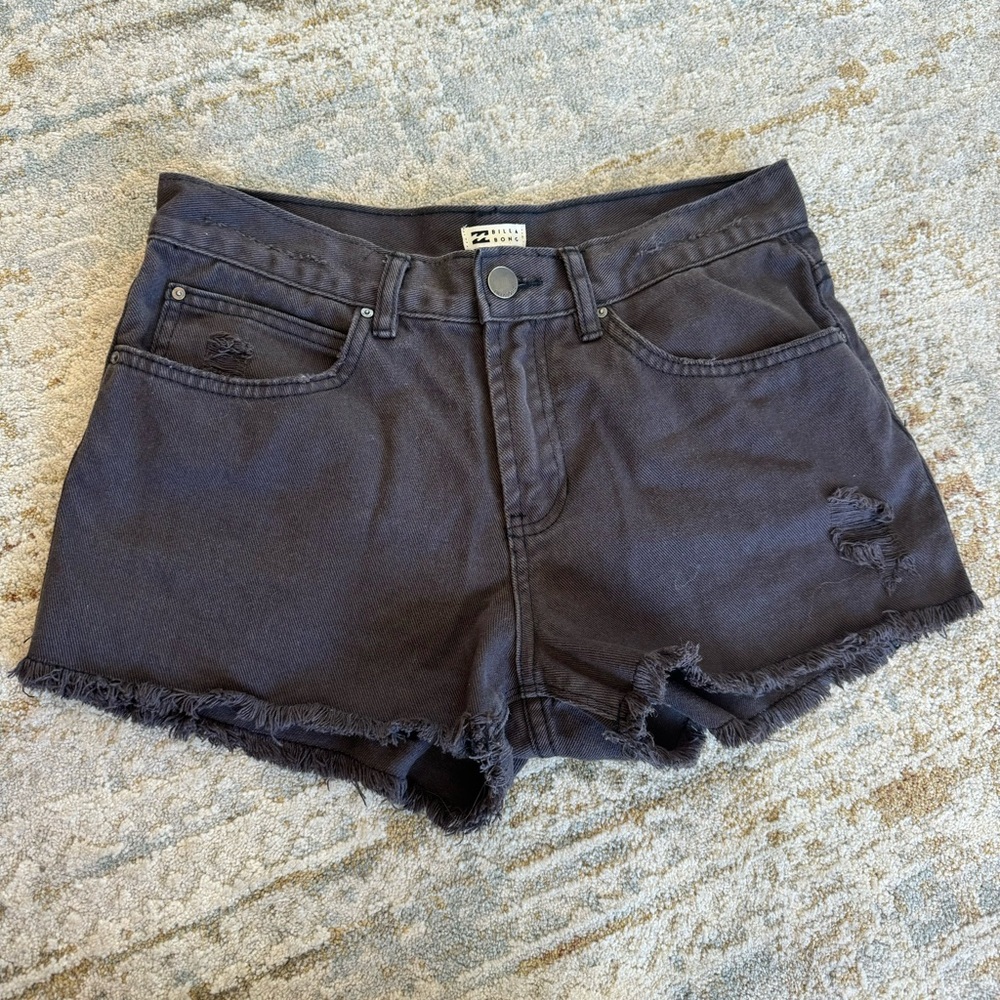 Billabong Black Jean Shorts Distressed Hem